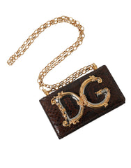 Dolce & Gabbana Brown Python Leather DG Girls Crossbody Phone Bag -  Luxury Cross Body Bag for Women -  Dolce & Gabbana.