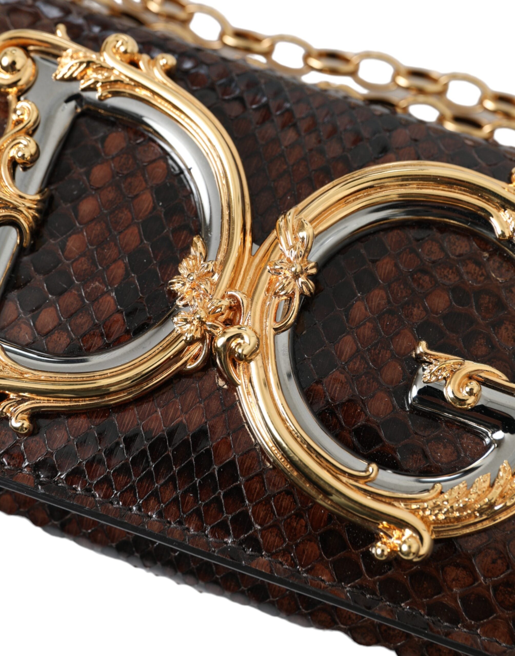 Dolce & Gabbana Brown Python Leather DG Girls Crossbody Phone Bag -  Luxury Cross Body Bag for Women -  Dolce & Gabbana. Dolce & Gabbana Brown Python Leather DG Girls Crossbody Phone Bag -  Luxury Cross Body Bag for Women -  Dolce & Gabbana.