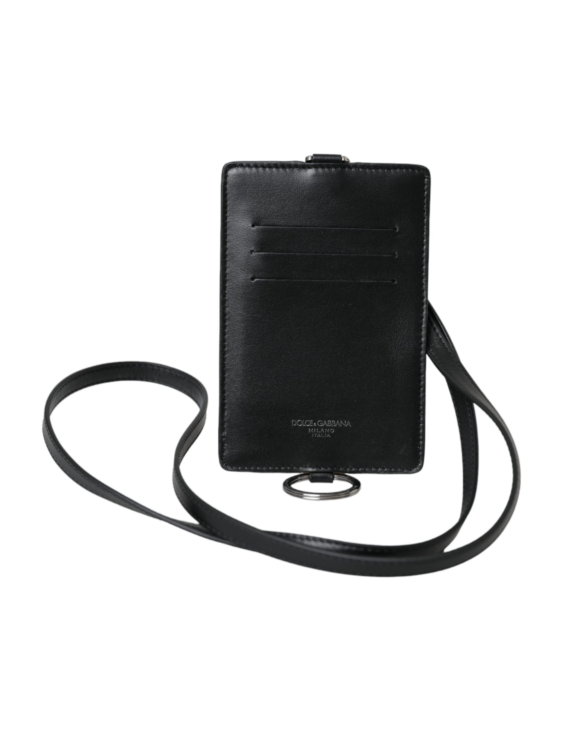 Dolce & Gabbana Black Calf Leather Lanyard Logo Card Holder Men Wallet -  Wallets for Men -  Dolce & Gabbana.