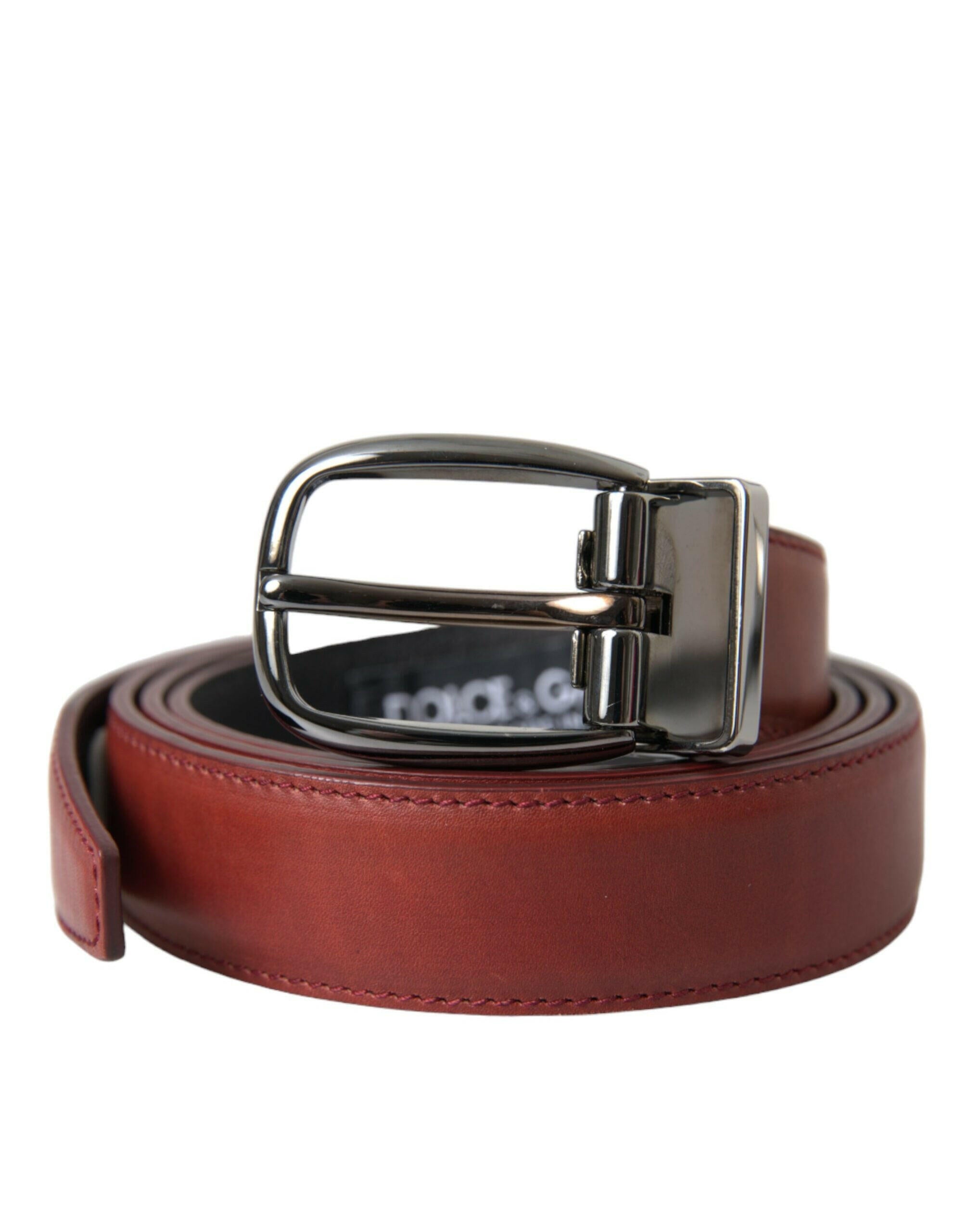 Dolce & Gabbana Brown Leather Silver Metal Buckle Belt Men -   -  Dolce & Gabbana.