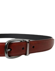 Dolce & Gabbana Brown Leather Silver Metal Buckle Belt Men -   -  Dolce & Gabbana.