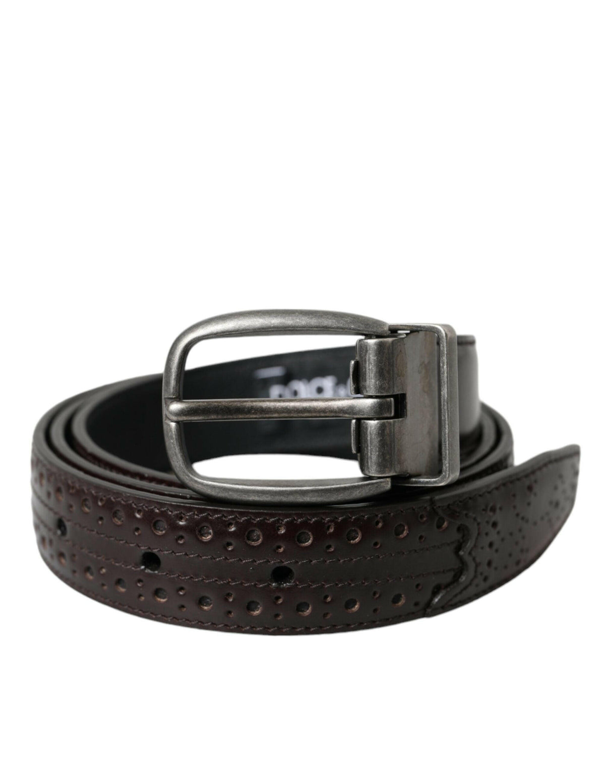 Dolce & Gabbana Dark Brown Perforated Leather Metal Buckle Belt Men -   -  Dolce & Gabbana.