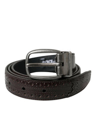 Dolce & Gabbana Dark Brown Perforated Leather Metal Buckle Belt Men -   -  Dolce & Gabbana.