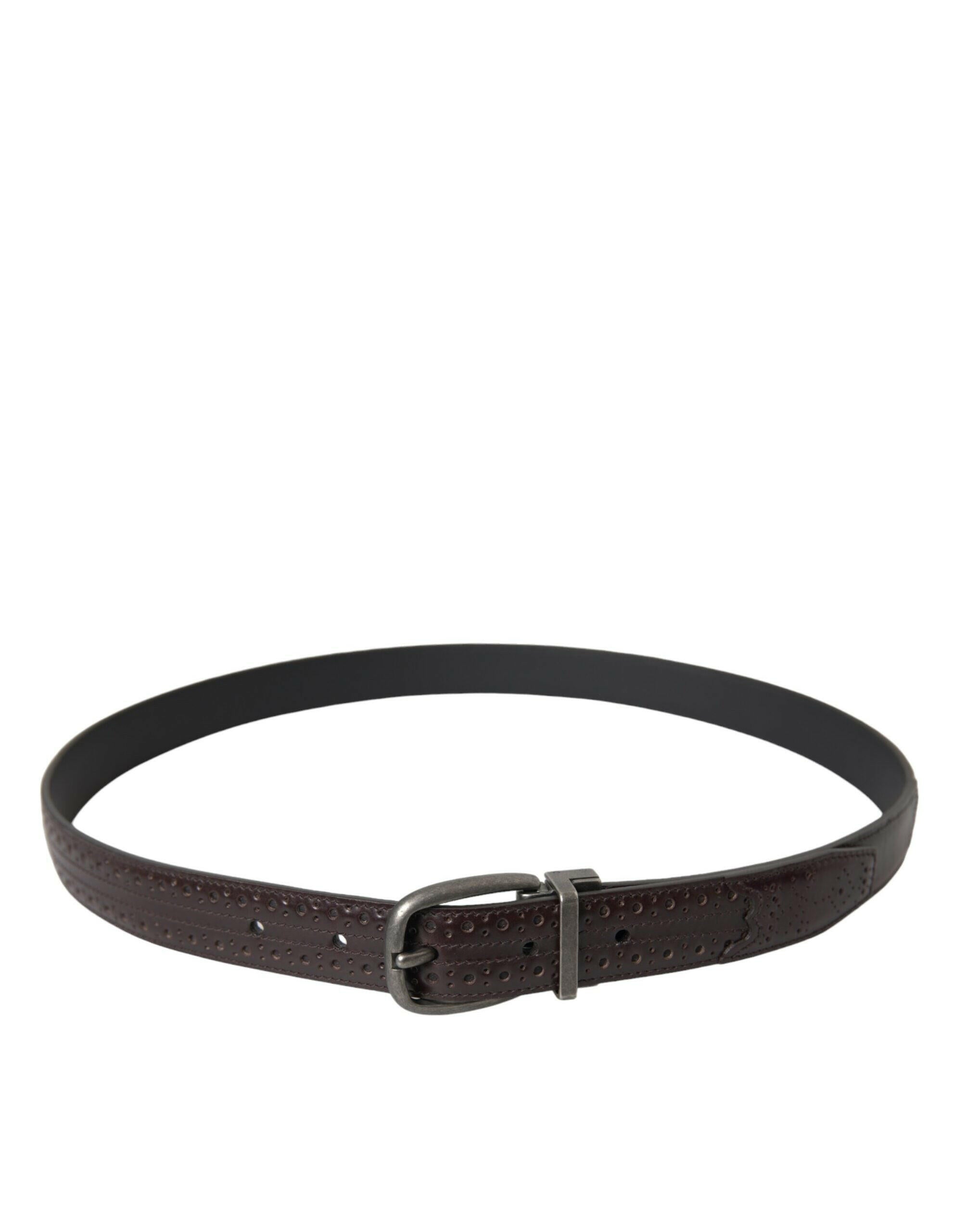 Dolce & Gabbana Dark Brown Perforated Leather Metal Buckle Belt Men -   -  Dolce & Gabbana. Dolce & Gabbana Dark Brown Perforated Leather Metal Buckle Belt Men -   -  Dolce & Gabbana.