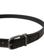 Dolce & Gabbana Dark Brown Perforated Leather Metal Buckle Belt Men -   -  Dolce & Gabbana.