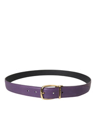 Dolce & Gabbana Purple Leather Gold Metal Buckle Belt Men -   -  Dolce & Gabbana.