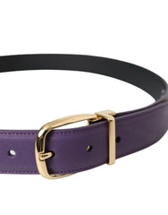 Dolce & Gabbana Purple Leather Gold Metal Buckle Belt Men -   -  Dolce & Gabbana.