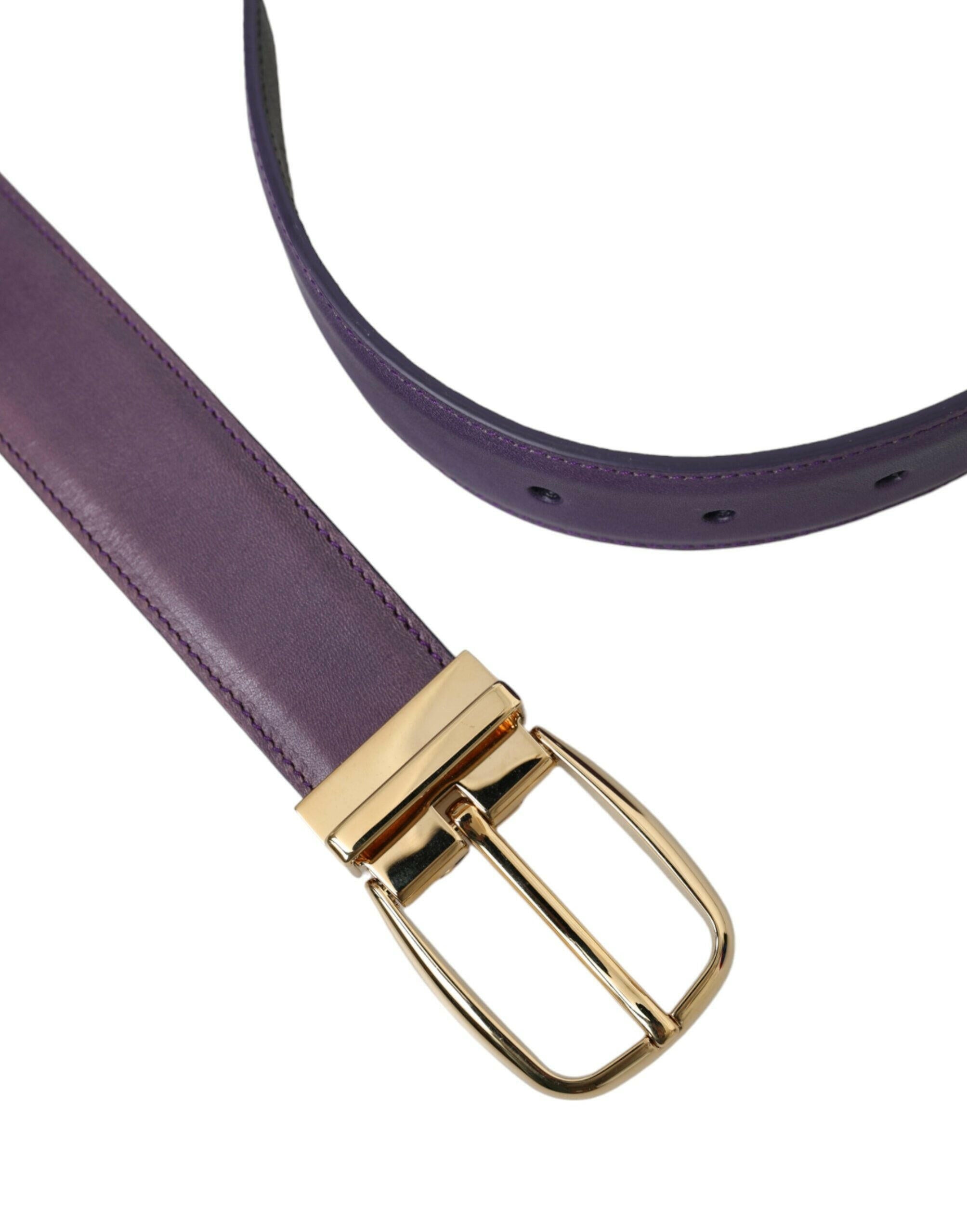 Dolce & Gabbana Purple Leather Gold Metal Buckle Belt Men -   -  Dolce & Gabbana. Dolce & Gabbana Purple Leather Gold Metal Buckle Belt Men -   -  Dolce & Gabbana.