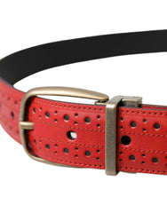 Dolce & Gabbana Red Perforated Leather Metal Buckle Belt Men -   -  Dolce & Gabbana.