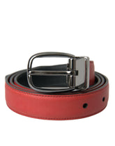 Dolce & Gabbana Red Leather Silver Metal Buckle Belt Men -   -  Dolce & Gabbana.
