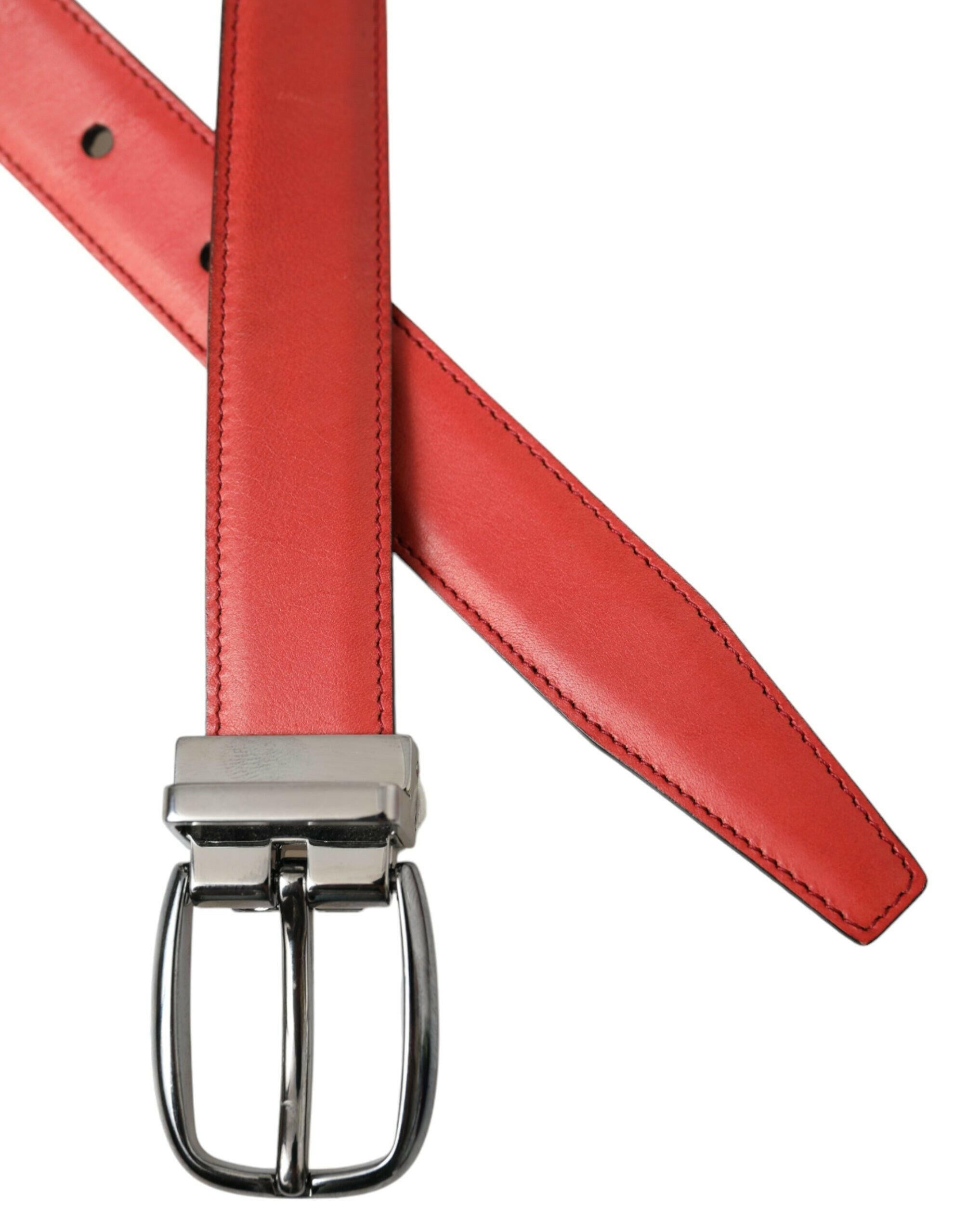 Dolce & Gabbana Red Leather Silver Metal Buckle Belt Men -   -  Dolce & Gabbana. Dolce & Gabbana Red Leather Silver Metal Buckle Belt Men -   -  Dolce & Gabbana.