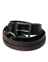 Dolce & Gabbana Black Brown Leather Silver Metal Buckle Belt -   -  Dolce & Gabbana.