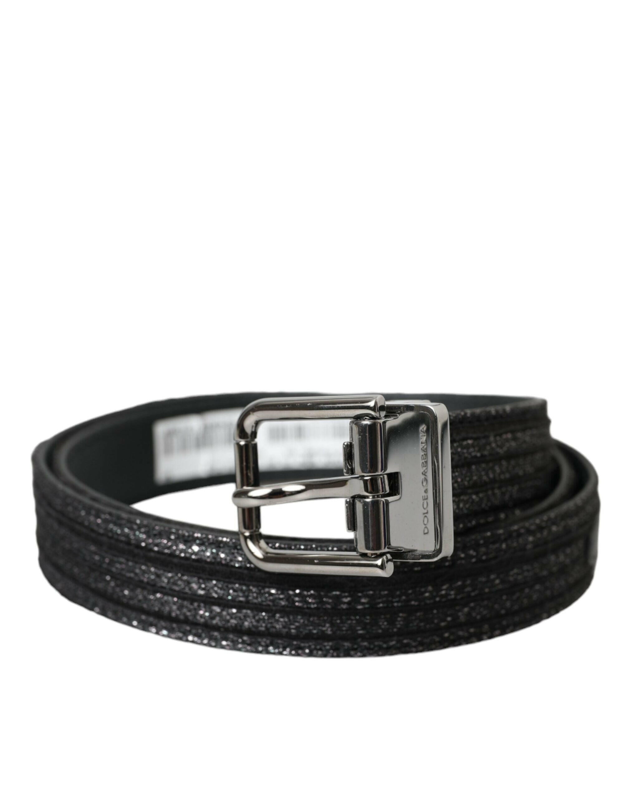 Dolce & Gabbana Black Jacquard Stripes Silver Metal Buckle Belt -   -  Dolce & Gabbana.