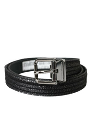 Dolce & Gabbana Black Jacquard Stripes Silver Metal Buckle Belt -   -  Dolce & Gabbana.