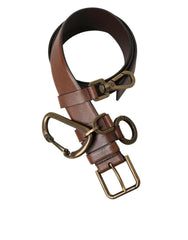 Dolce & Gabbana Brown Calf Leather Gold Metal Buckle Belt Men -   -  Dolce & Gabbana.