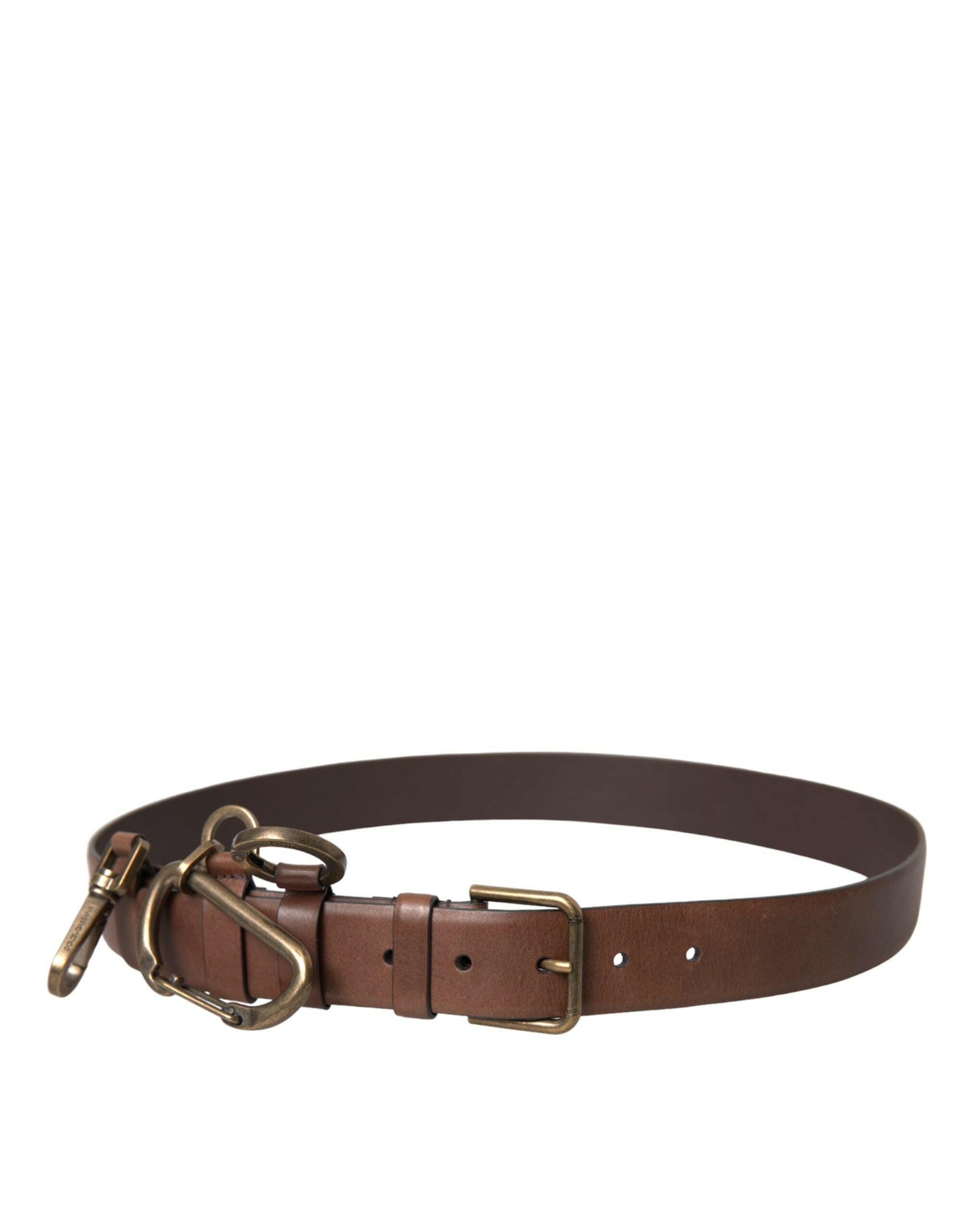 Dolce & Gabbana Brown Calf Leather Gold Metal Buckle Belt Men -   -  Dolce & Gabbana.