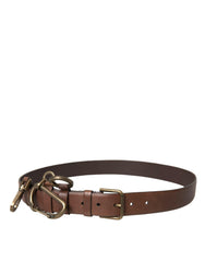 Dolce & Gabbana Brown Calf Leather Gold Metal Buckle Belt Men -   -  Dolce & Gabbana.