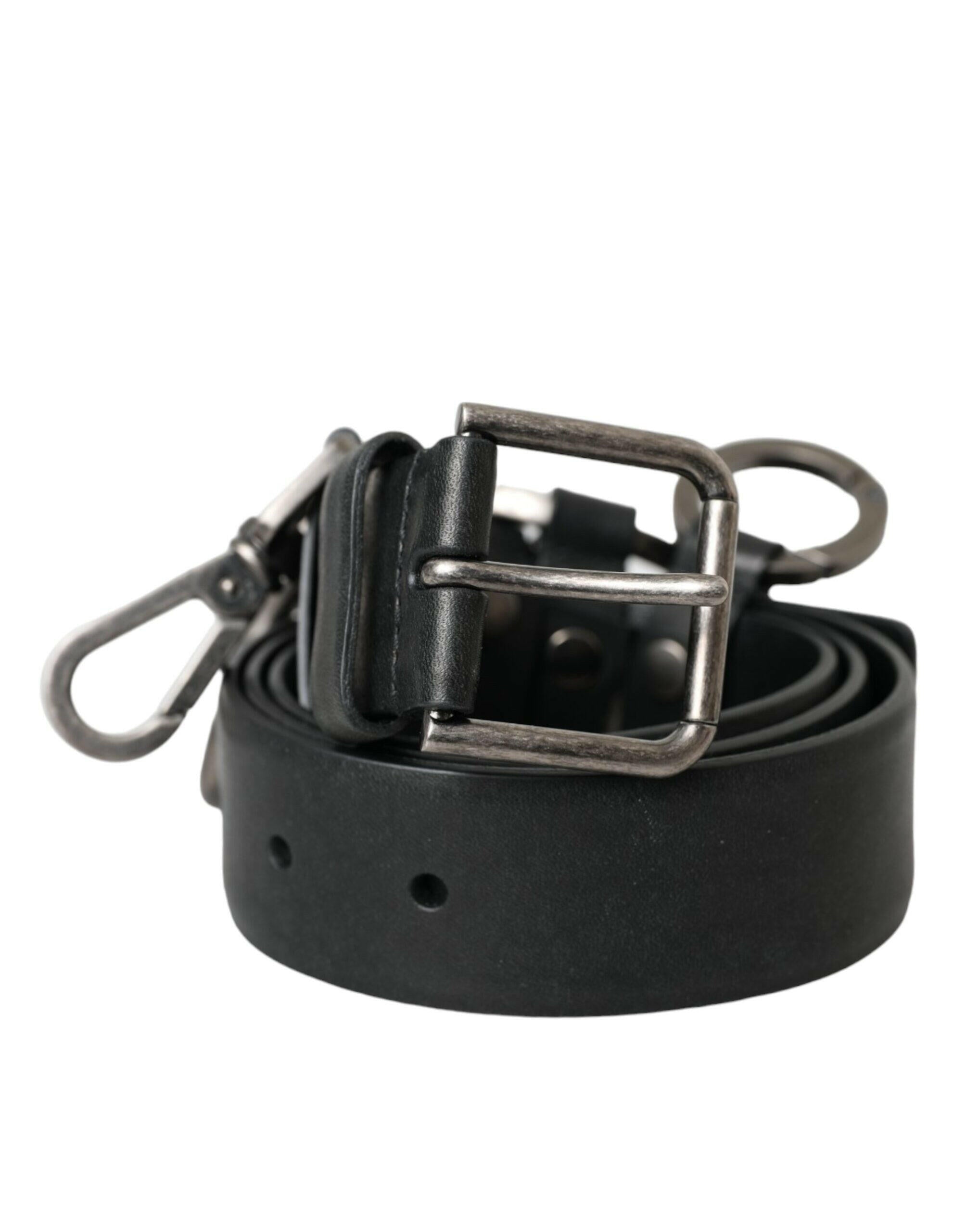 Dolce & Gabbana Black Calf Leather Silver Metal Buckle Belt -   -  Dolce & Gabbana.