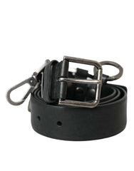 Dolce & Gabbana Black Calf Leather Silver Metal Buckle Belt -   -  Dolce & Gabbana.