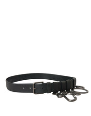 Dolce & Gabbana Black Calf Leather Silver Metal Buckle Belt -   -  Dolce & Gabbana.