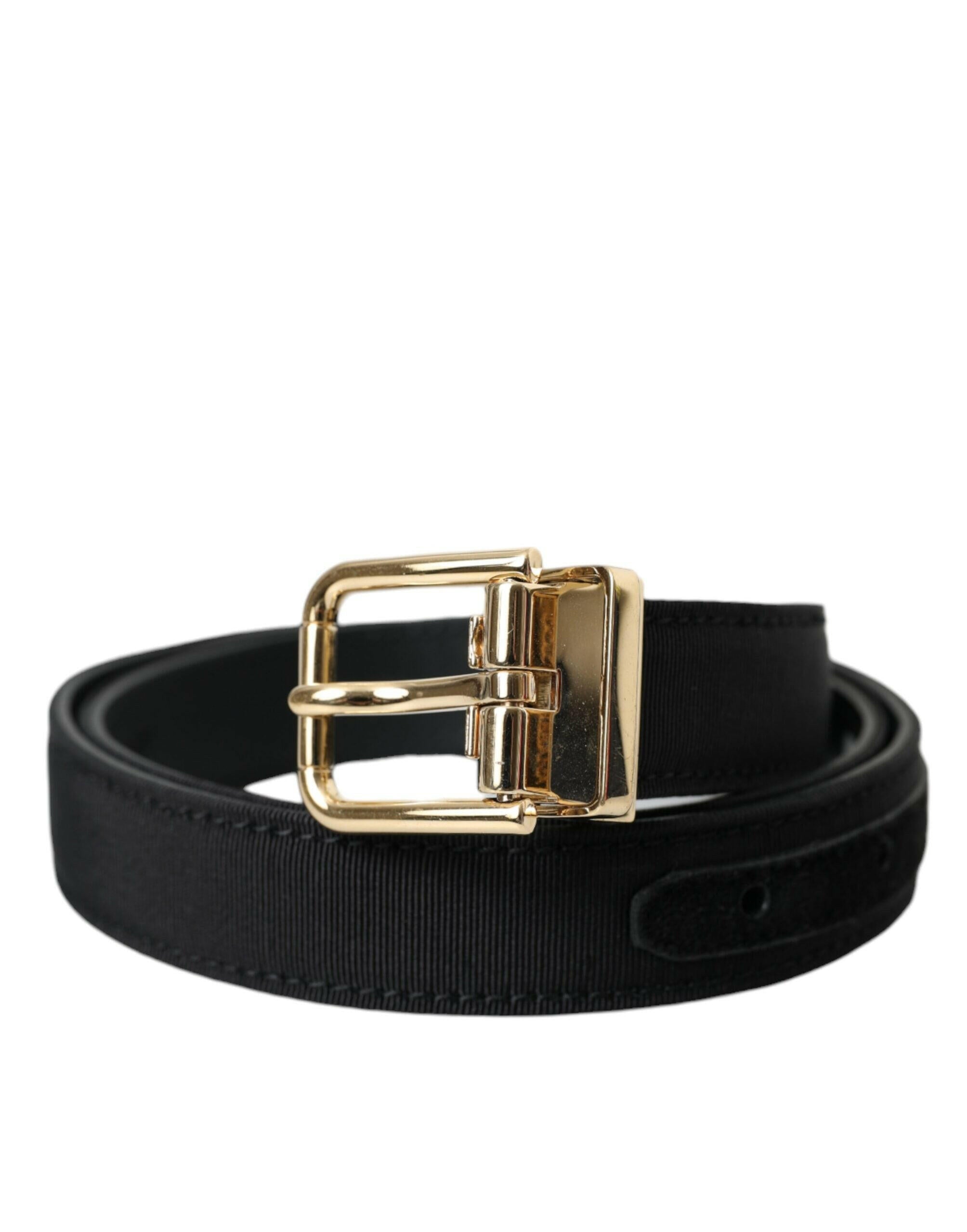 Dolce & Gabbana Black Gros Grain Gold Metal Buckle Belt Men -   -  Dolce & Gabbana.