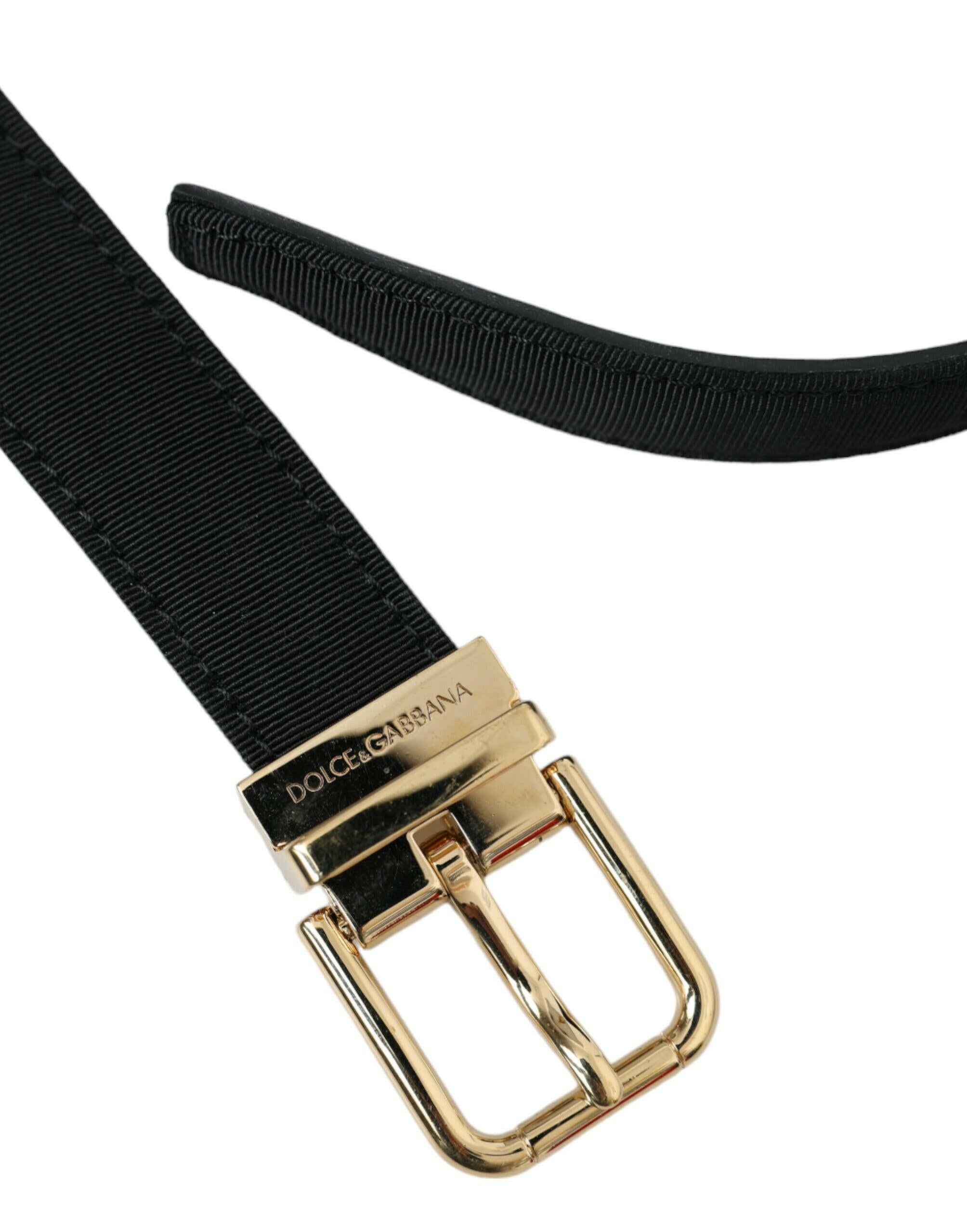Dolce & Gabbana Black Gros Grain Gold Metal Buckle Belt Men -   -  Dolce & Gabbana. Dolce & Gabbana Black Gros Grain Gold Metal Buckle Belt Men -   -  Dolce & Gabbana.