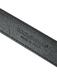 Dolce & Gabbana Black Glittered Leather Silver Buckle Belt -   -  Dolce & Gabbana.