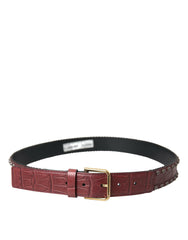 Dolce & Gabbana Brown Alligator Leather Studded Metal Buckle Belt -   -  Dolce & Gabbana.