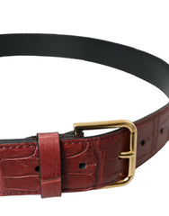 Dolce & Gabbana Brown Alligator Leather Studded Metal Buckle Belt -   -  Dolce & Gabbana.