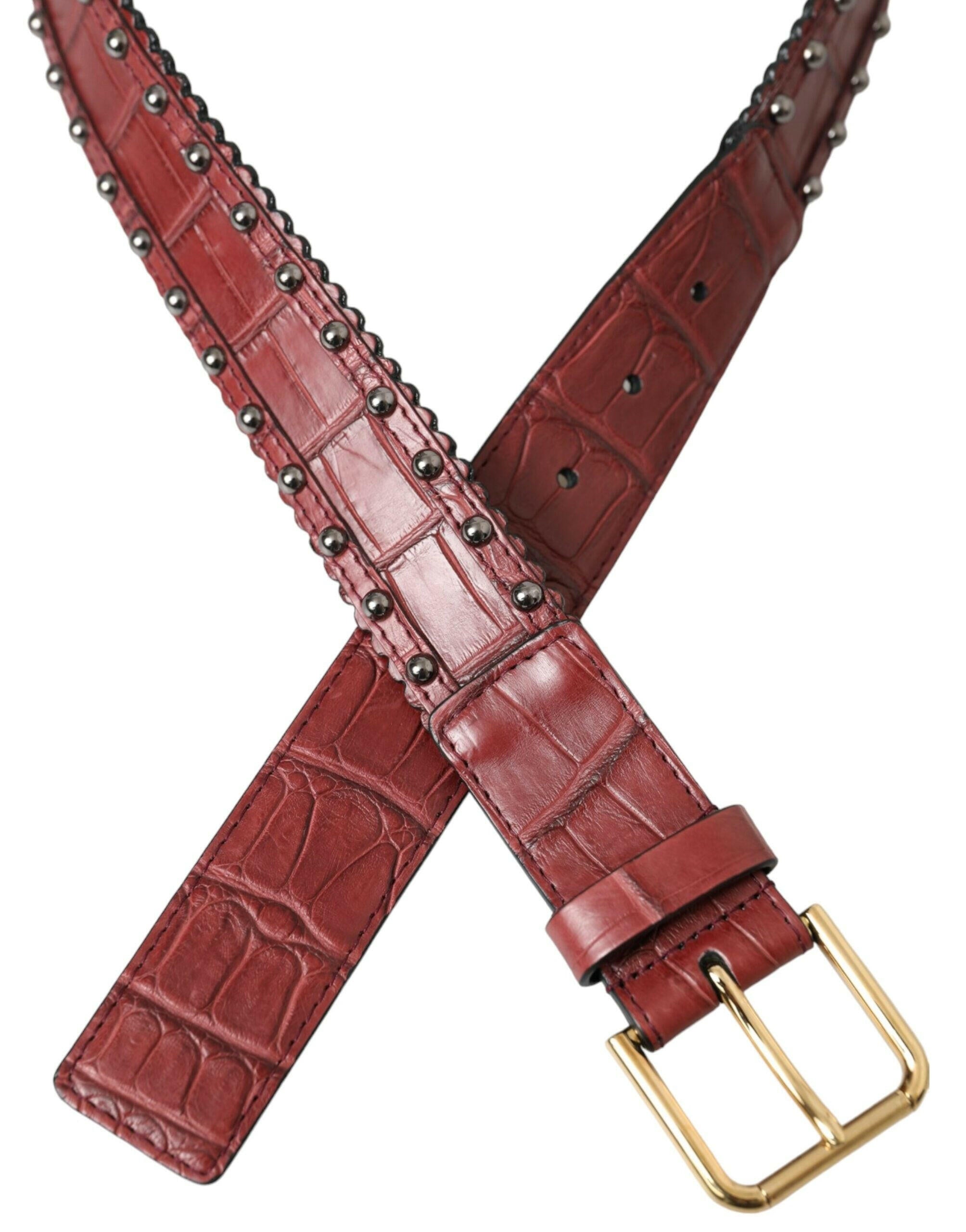 Dolce & Gabbana Brown Alligator Leather Studded Metal Buckle Belt -   -  Dolce & Gabbana. Dolce & Gabbana Brown Alligator Leather Studded Metal Buckle Belt -   -  Dolce & Gabbana.