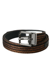 Dolce & Gabbana Gold Jacquard Stripes Silver Metal Buckle Belt -   -  Dolce & Gabbana.