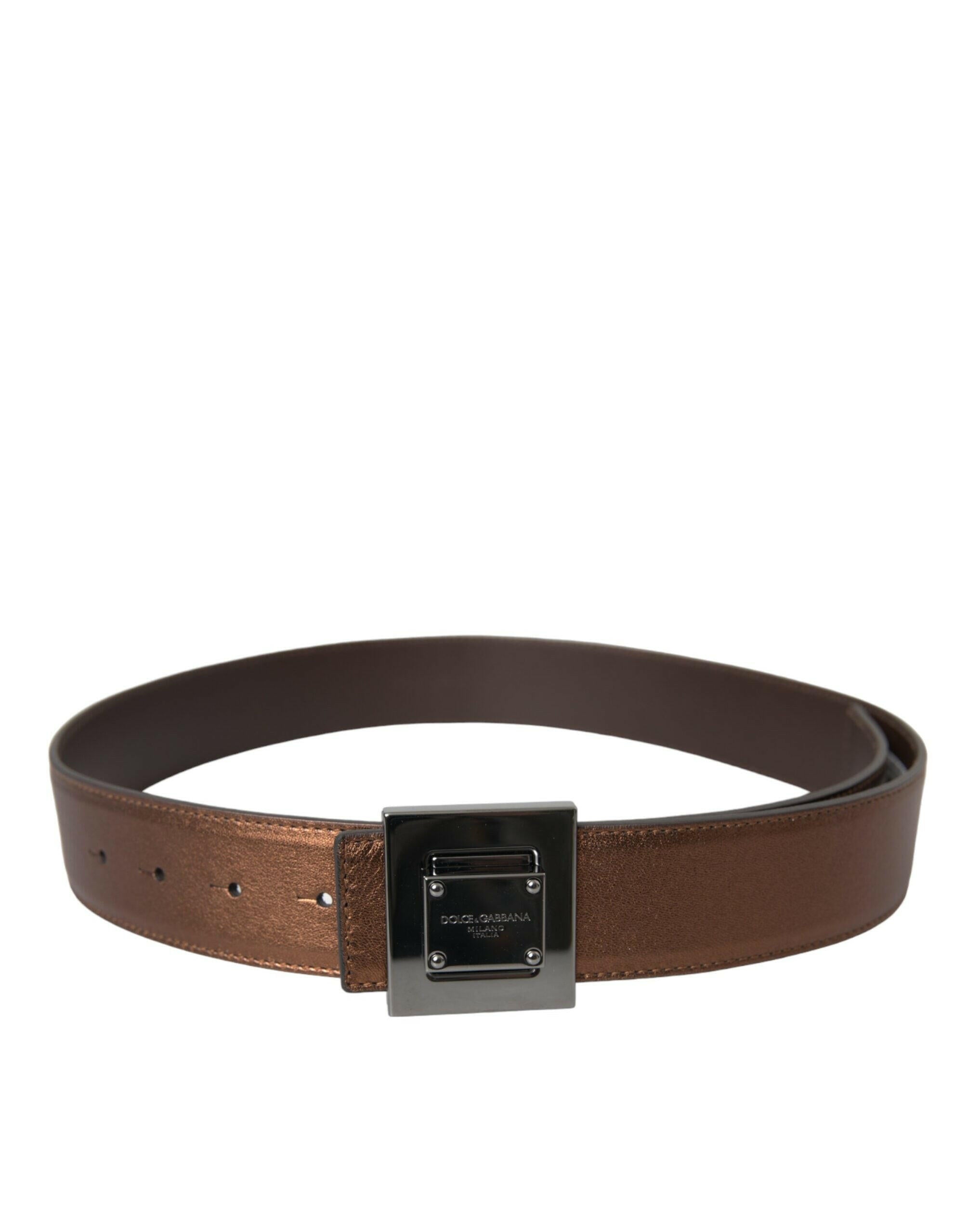 Dolce & Gabbana Metallic Bronze Leather Square Metal Buckle Belt -   -  Dolce & Gabbana. Dolce & Gabbana Metallic Bronze Leather Square Metal Buckle Belt -   -  Dolce & Gabbana.