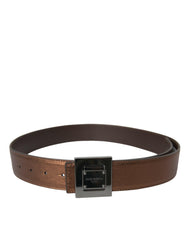 Dolce & Gabbana Metallic Bronze Leather Square Metal Buckle Belt -   -  Dolce & Gabbana.