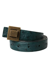 Dolce & Gabbana Dark Green Leather Square Metal Buckle Belt -   -  Dolce & Gabbana.