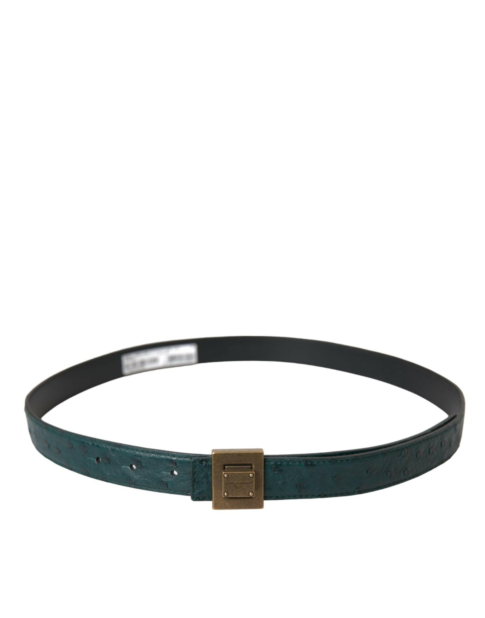 Dolce & Gabbana Dark Green Leather Square Metal Buckle Belt -   -  Dolce & Gabbana. Dolce & Gabbana Dark Green Leather Square Metal Buckle Belt -   -  Dolce & Gabbana.