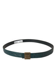 Dolce & Gabbana Dark Green Leather Square Metal Buckle Belt -   -  Dolce & Gabbana.