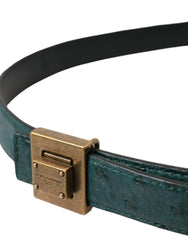 Dolce & Gabbana Dark Green Leather Square Metal Buckle Belt -   -  Dolce & Gabbana.