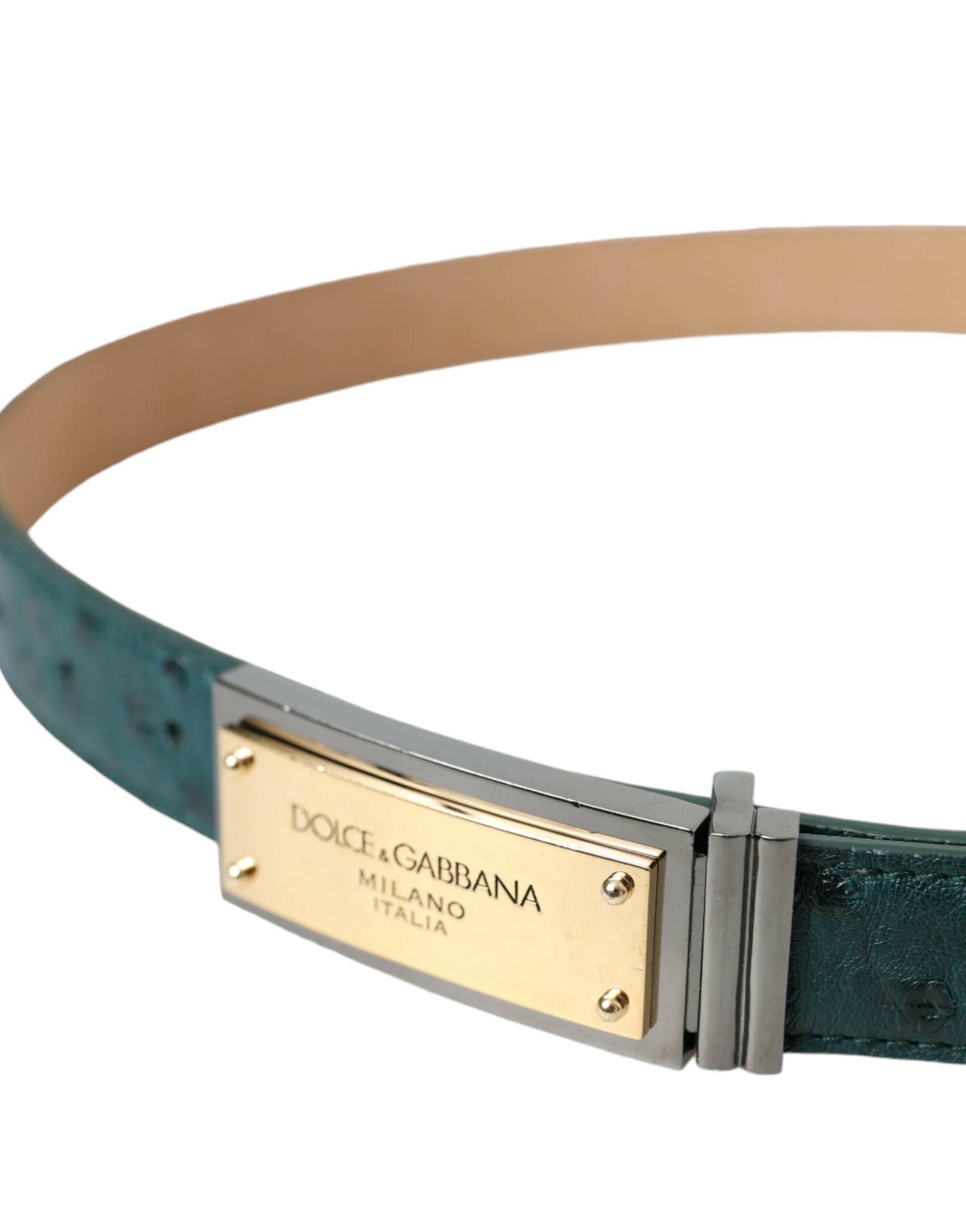 Dolce & Gabbana Green Leather Gold Logo Engraved Buckle Belt -   -  Dolce & Gabbana. Dolce & Gabbana Green Leather Gold Logo Engraved Buckle Belt -   -  Dolce & Gabbana.