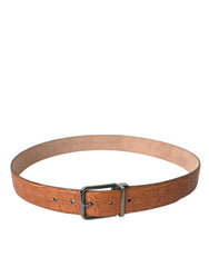Dolce & Gabbana Brown Exotic Leather Silver Metal Buckle Belt -   -  Dolce & Gabbana.