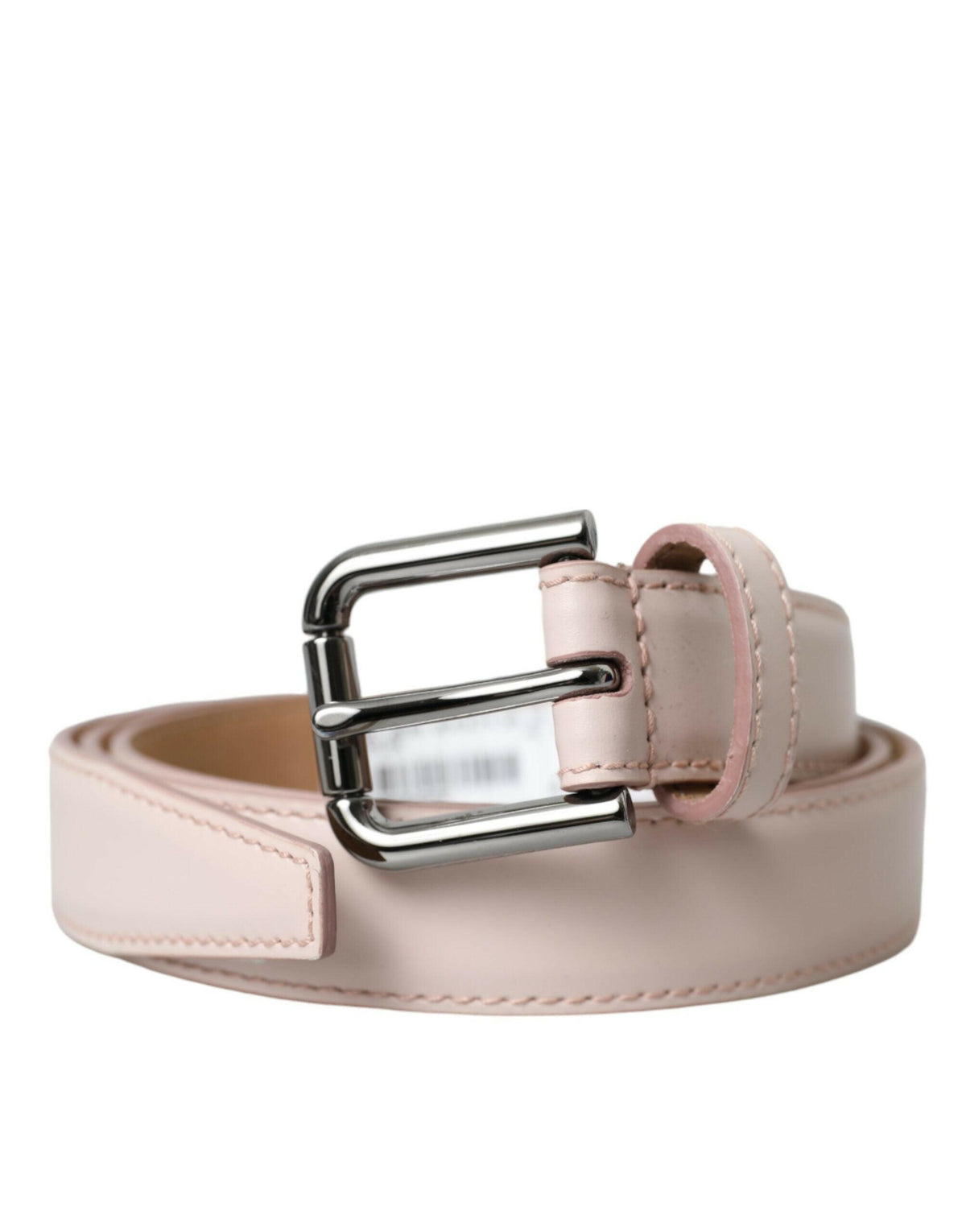 Dolce & Gabbana Light Pink Leather Silver Metal Buckle Belt -   -  Dolce & Gabbana.