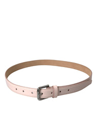 Dolce & Gabbana Light Pink Leather Silver Metal Buckle Belt -   -  Dolce & Gabbana.
