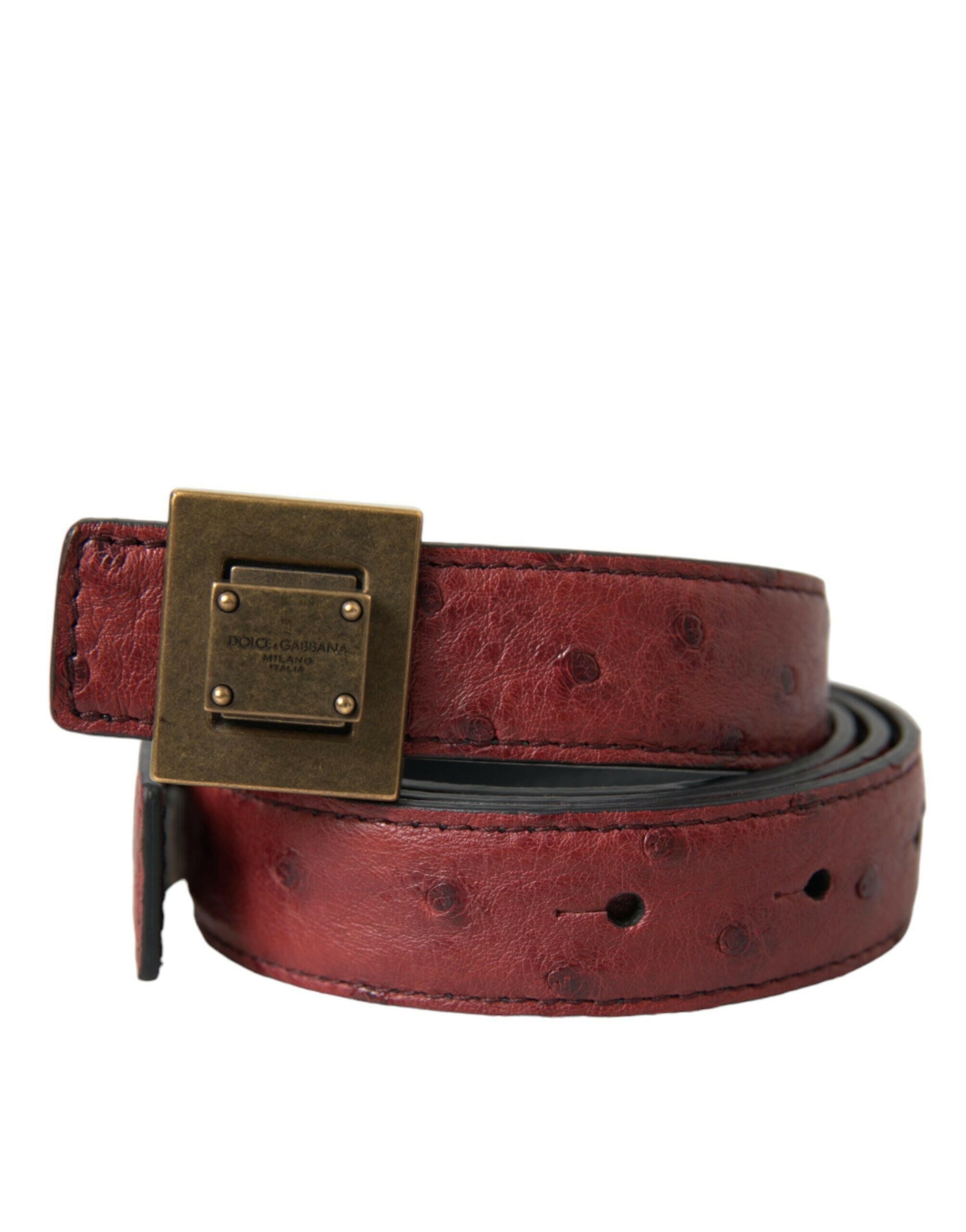Dolce & Gabbana Brown Leather Square Metal Buckle Belt -   -  Dolce & Gabbana.