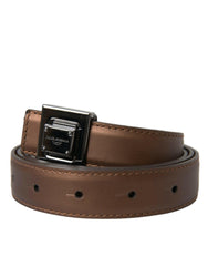 Dolce & Gabbana Bronze Leather Square Metal Buckle Belt -   -  Dolce & Gabbana.