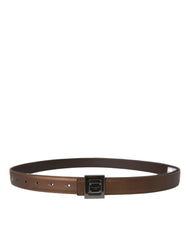 Dolce & Gabbana Bronze Leather Square Metal Buckle Belt -   -  Dolce & Gabbana.