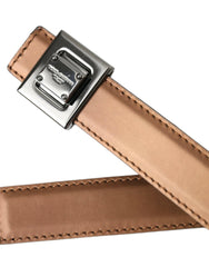 Dolce & Gabbana Bronze Leather Square Metal Buckle Belt -   -  Dolce & Gabbana.