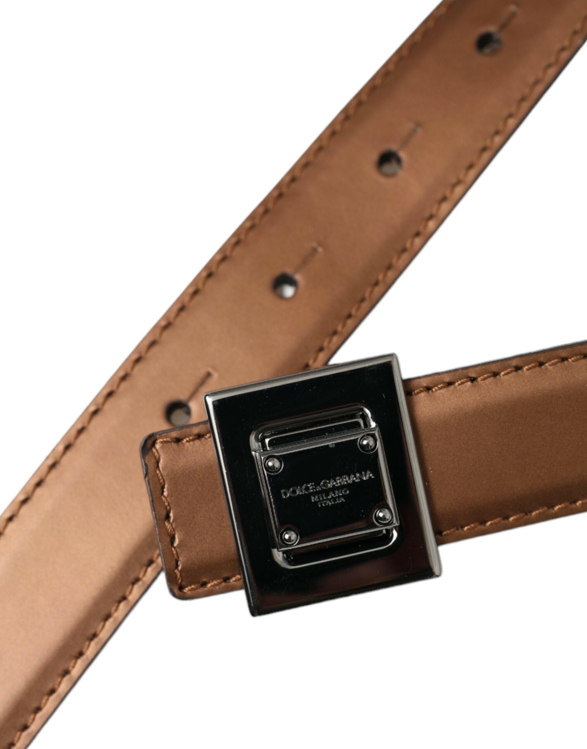 Dolce & Gabbana Bronze Leather Square Metal Buckle Belt -   -  Dolce & Gabbana. Dolce & Gabbana Bronze Leather Square Metal Buckle Belt -   -  Dolce & Gabbana.