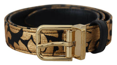 Dolce & Gabbana Multicolor Jacquard Leather Logo Buckle Belt -   -  Dolce & Gabbana.