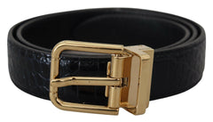 Dolce & Gabbana Black Exotic Leather Gold Metal Buckle Belt -   -  Dolce & Gabbana.