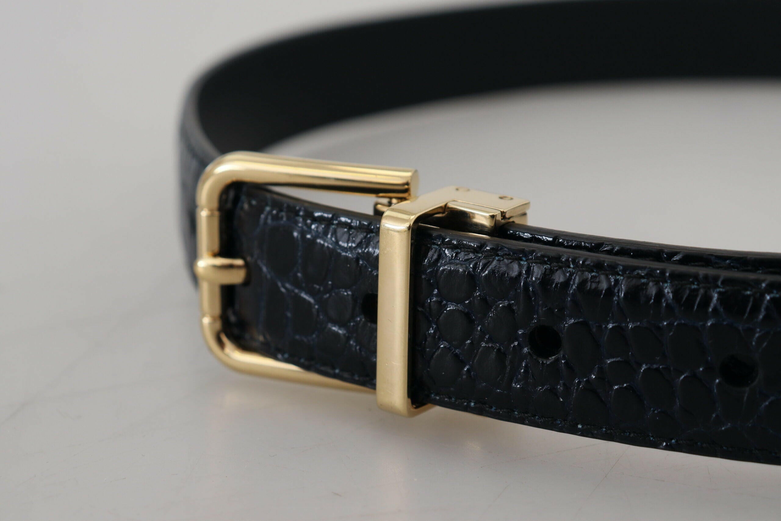 Dolce & Gabbana Black Exotic Leather Gold Metal Buckle Belt -   -  Dolce & Gabbana. Dolce & Gabbana Black Exotic Leather Gold Metal Buckle Belt -   -  Dolce & Gabbana.