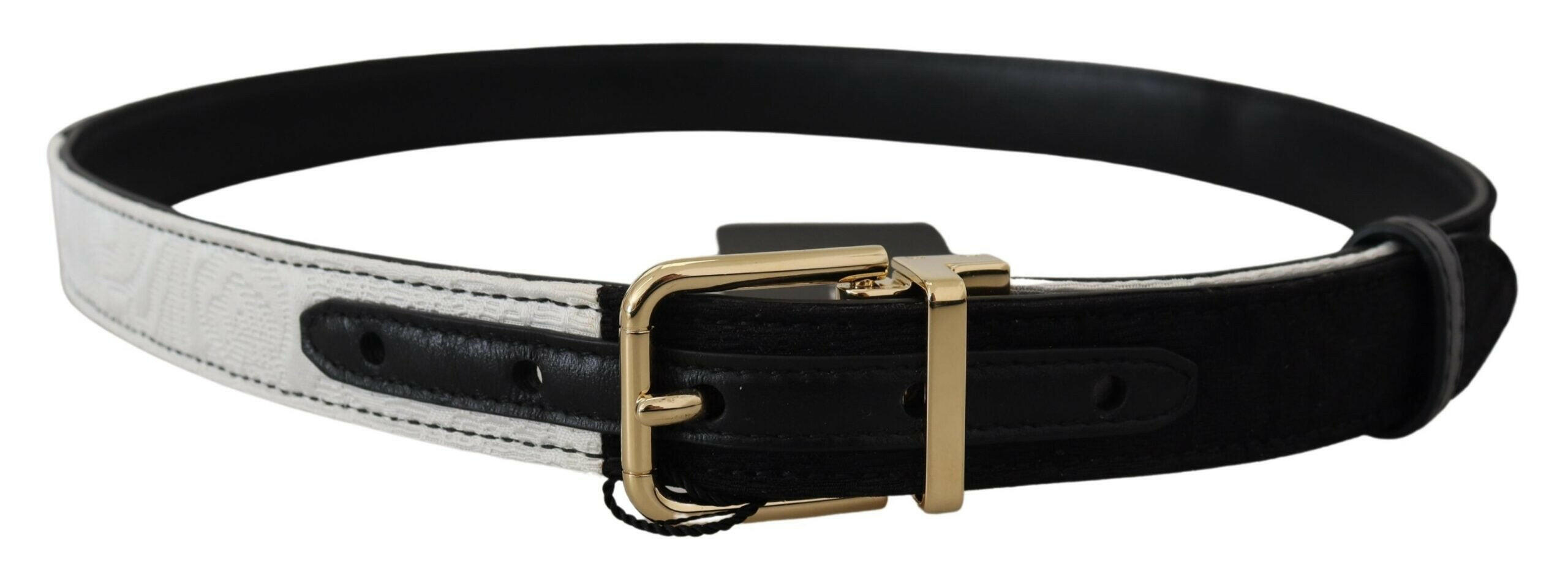 Dolce & Gabbana White Black Patchwork Gold Metal Buckle Belt -   -  Dolce & Gabbana. Dolce & Gabbana White Black Patchwork Gold Metal Buckle Belt -   -  Dolce & Gabbana.